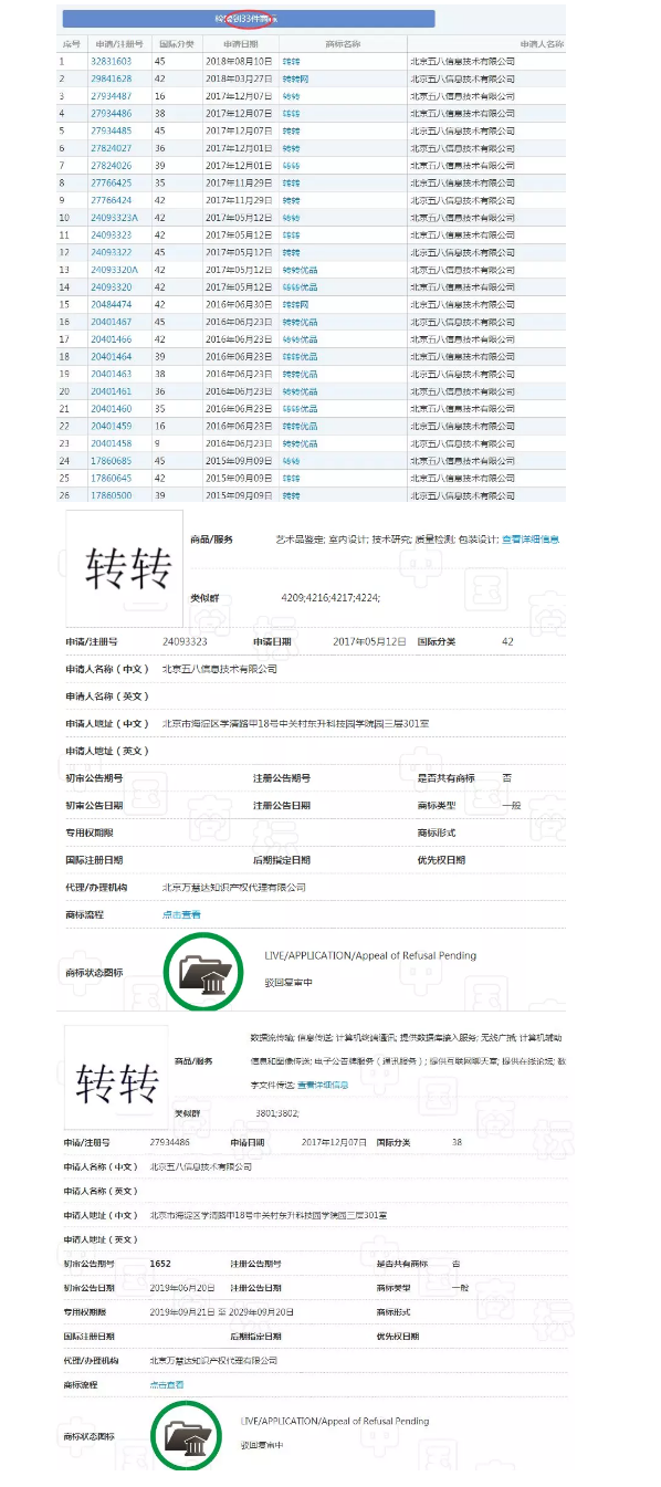 无效商标还能“复活”？“转转”申请被驳回，58同城哭晕在厕所