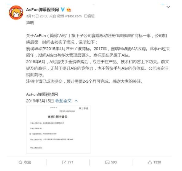 抢注“哔哩哔哩”商标卖成人用品?A站:已申请注销 抢注“哔哩哔哩”商标卖成人用品?A站:已申请注销