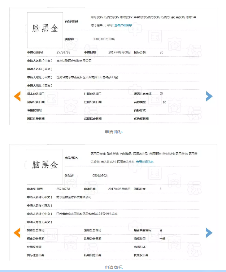 「脑黑金」商标复审被驳回的理由