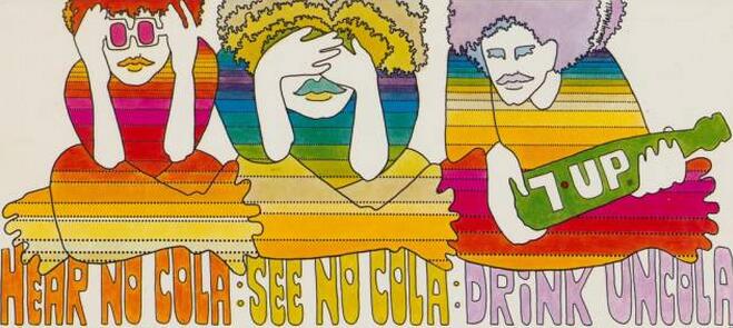 汽水商标设计图案欣赏 | 70s年代的惊艳靓丽七喜海报