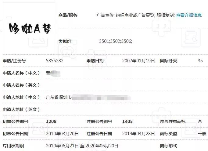 “胡巴”、“哆啦A梦”商标先后无效 原来都死在这里了! “胡巴”、“哆啦A梦”商标先后无效 原来都死在这里了!