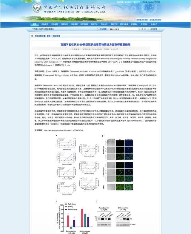 抗冠状病毒“神药”开始临床试验,武汉病毒所申报中国专利惹争议
